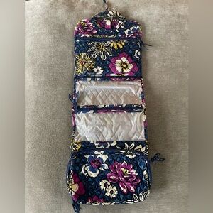 Quilted Navy Floral Hanging Travel Organizer - Pink & Yellow Floral